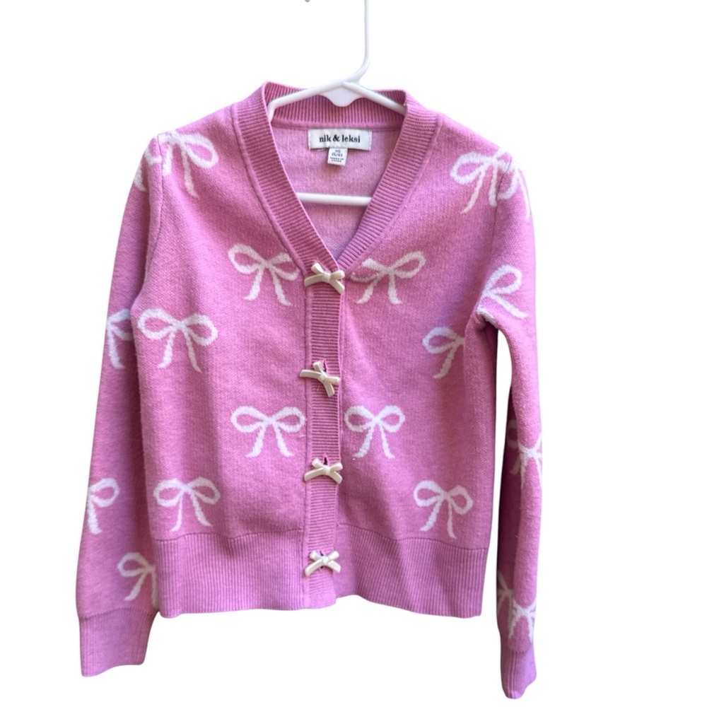 Nik & Leksi Pink Bow Cardigan – Size XS (5/6) - Picture 2 of 5
